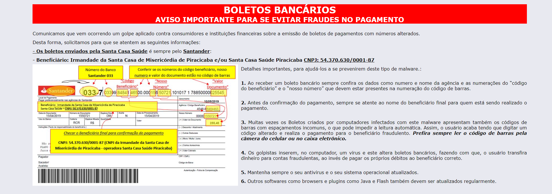 Aviso Boleto Bancário