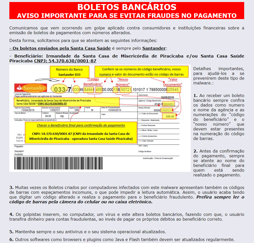 Aviso Boleto Bancário